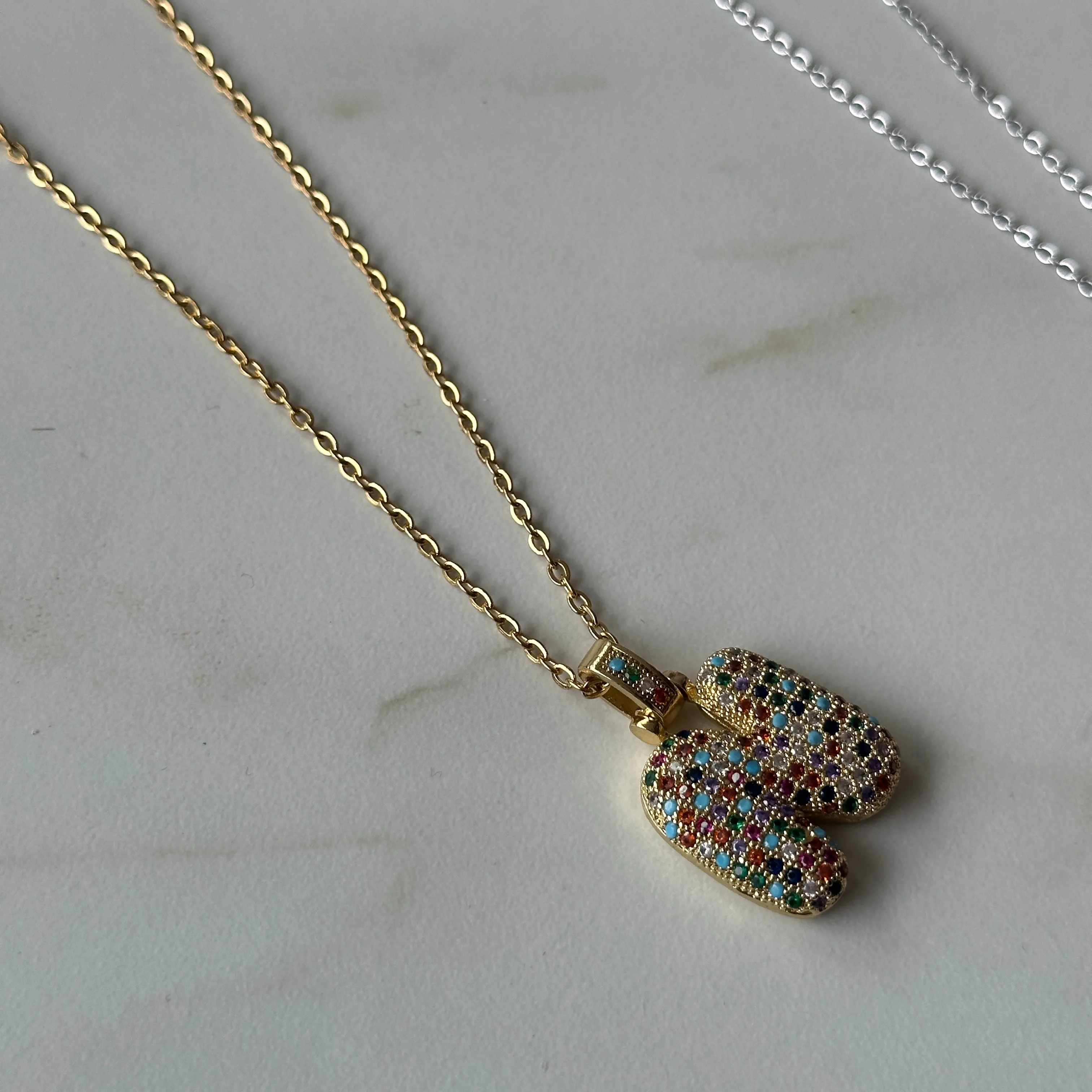 multicoloured balloon initial letter pendant