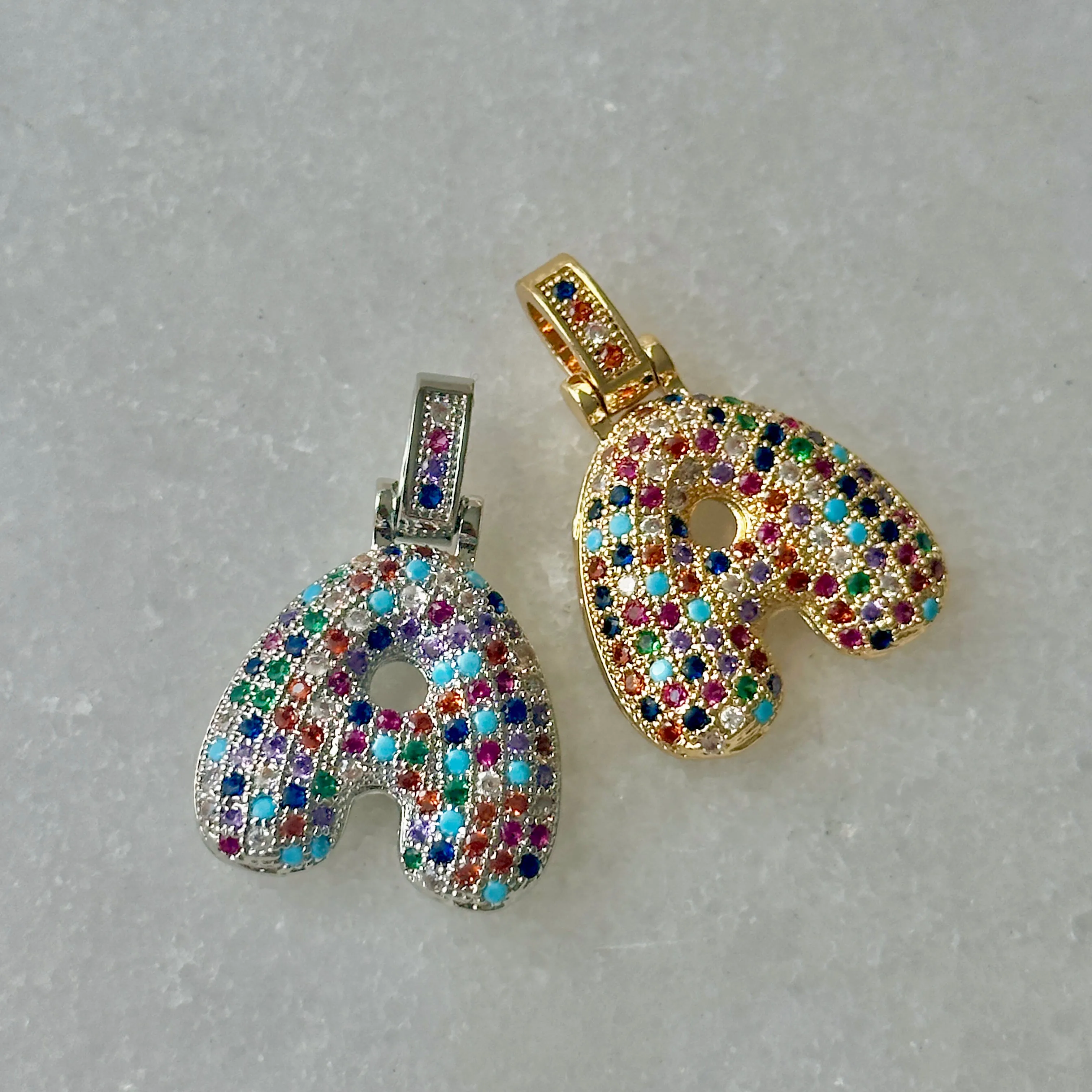 multicoloured balloon initial letter pendant