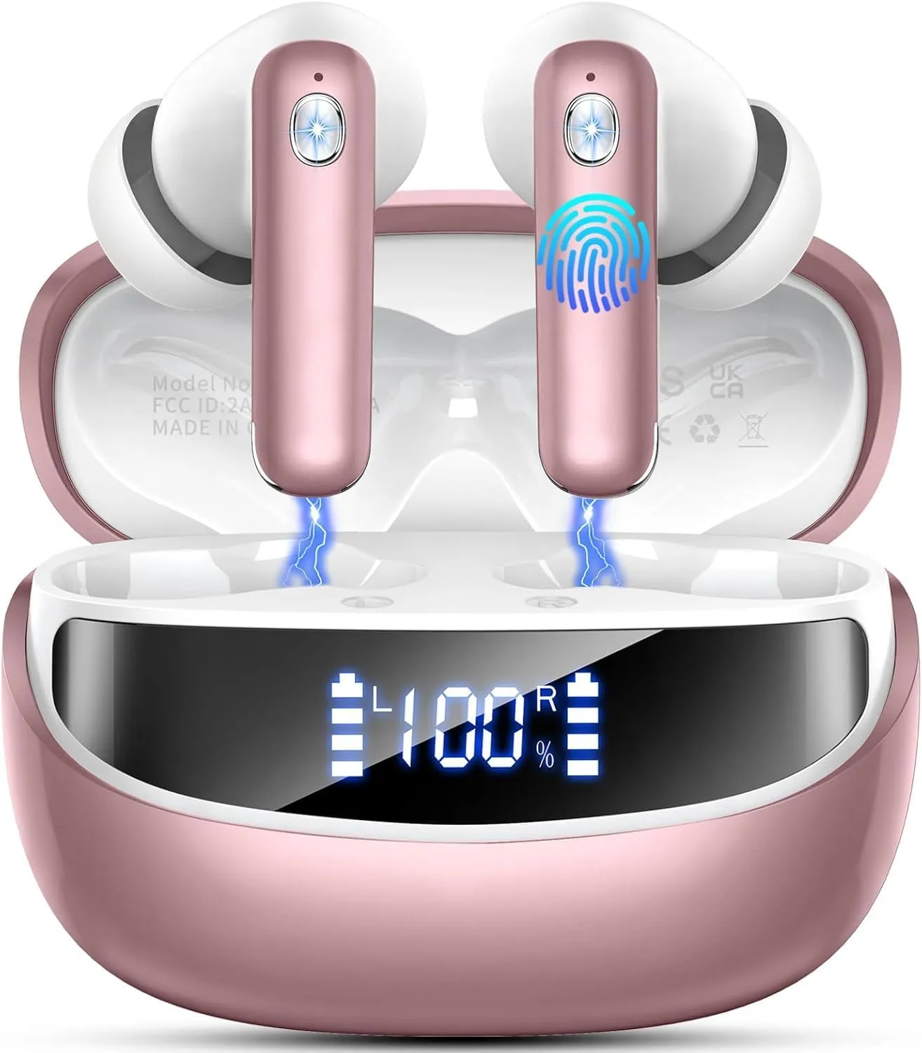 Nerunsa Wireless Earbuds HiFi Stereo Deep Bass, in Ear Earbuds IP7 Waterproof Bluetooth Earphones