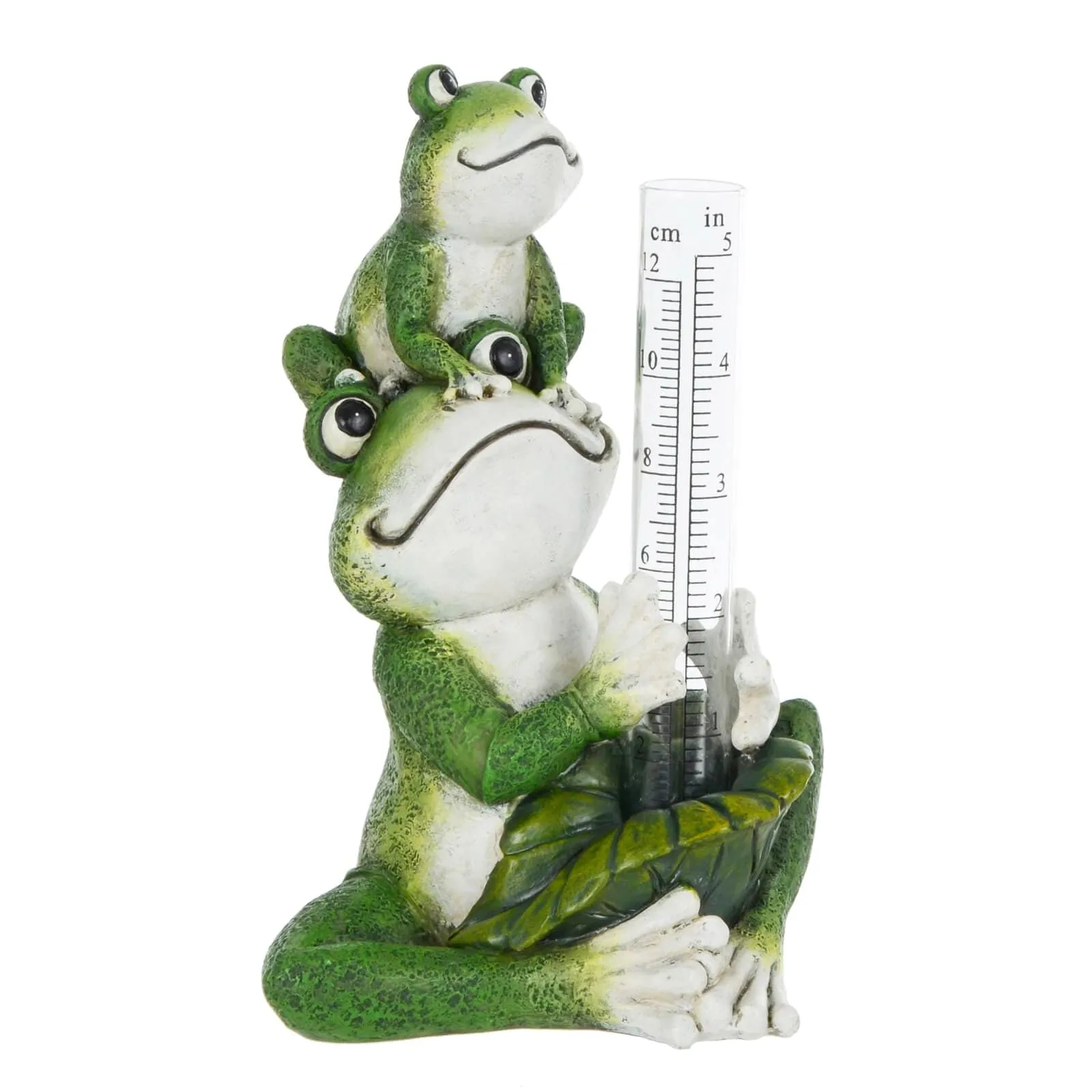 Novelty Frogs Rain Gauge Garden Ornament Resin Weather Fun