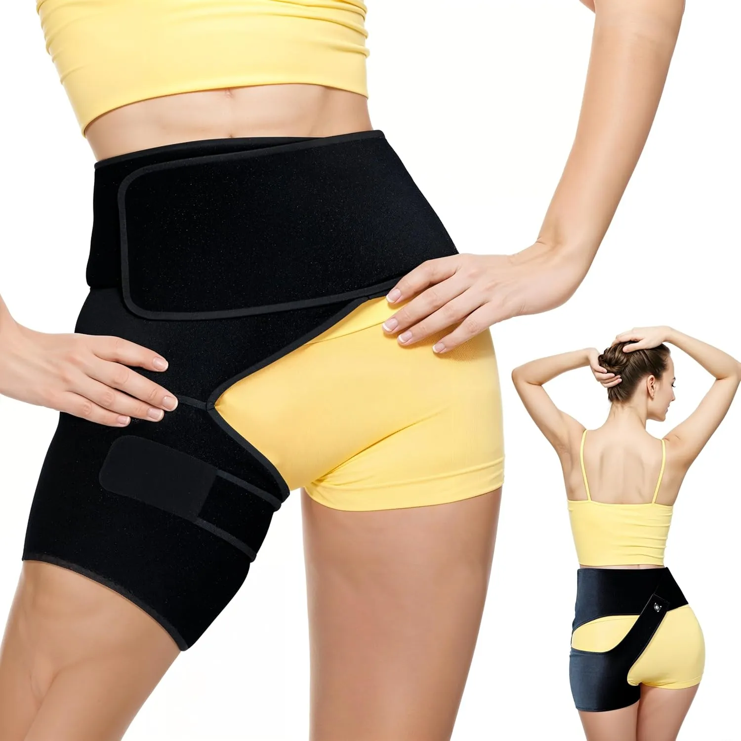 Ortho-Wrap Hip Brace for Sciatica Pain Relief - Unisex Support Brace with Breathable Material, Anti-Slip Design, and Universal Fit - Comfortable Hip Support for Right Leg - Medium