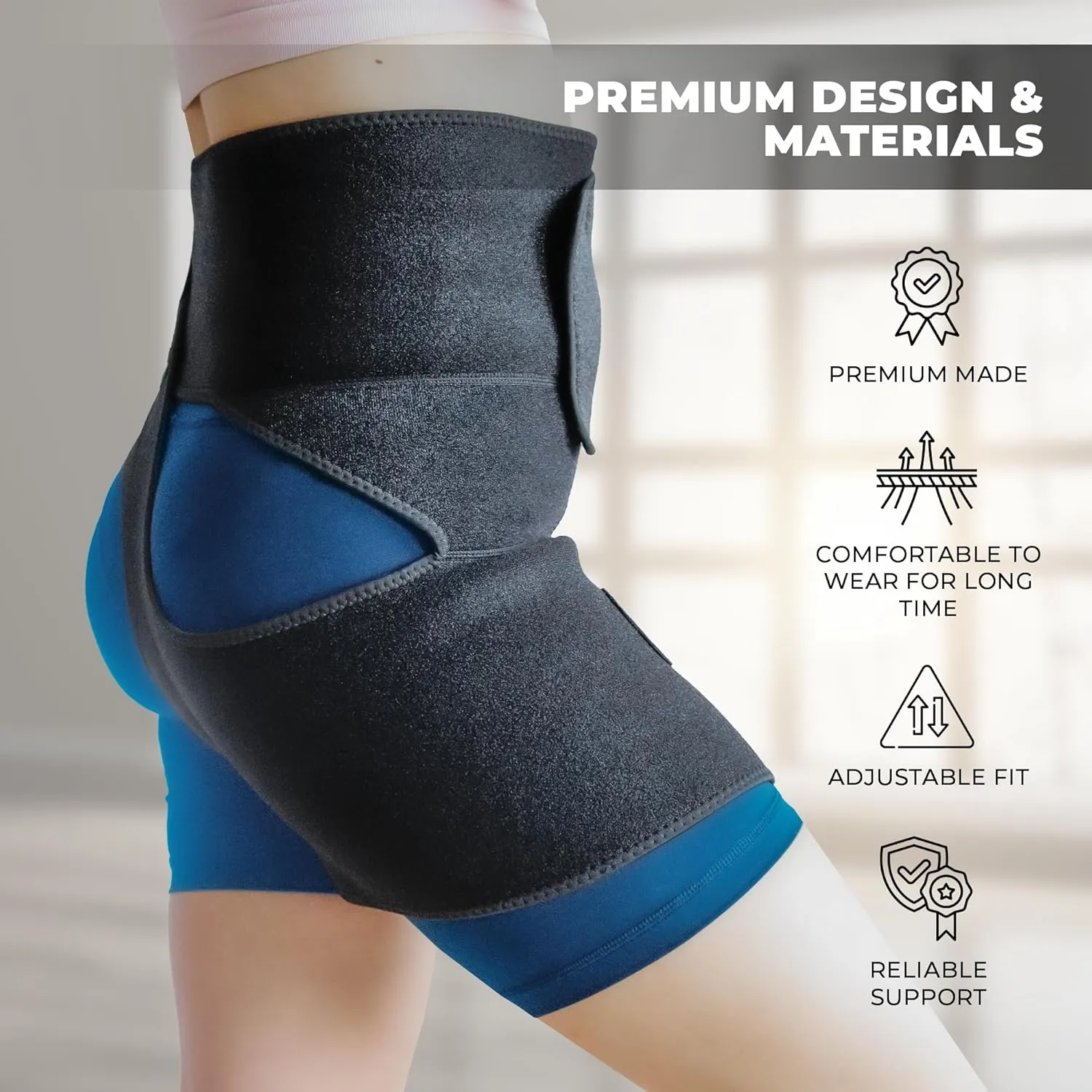 Ortho-Wrap Hip Brace for Sciatica Pain Relief - Unisex Support Brace with Breathable Material, Anti-Slip Design, and Universal Fit - Comfortable Hip Support for Right Leg - Medium