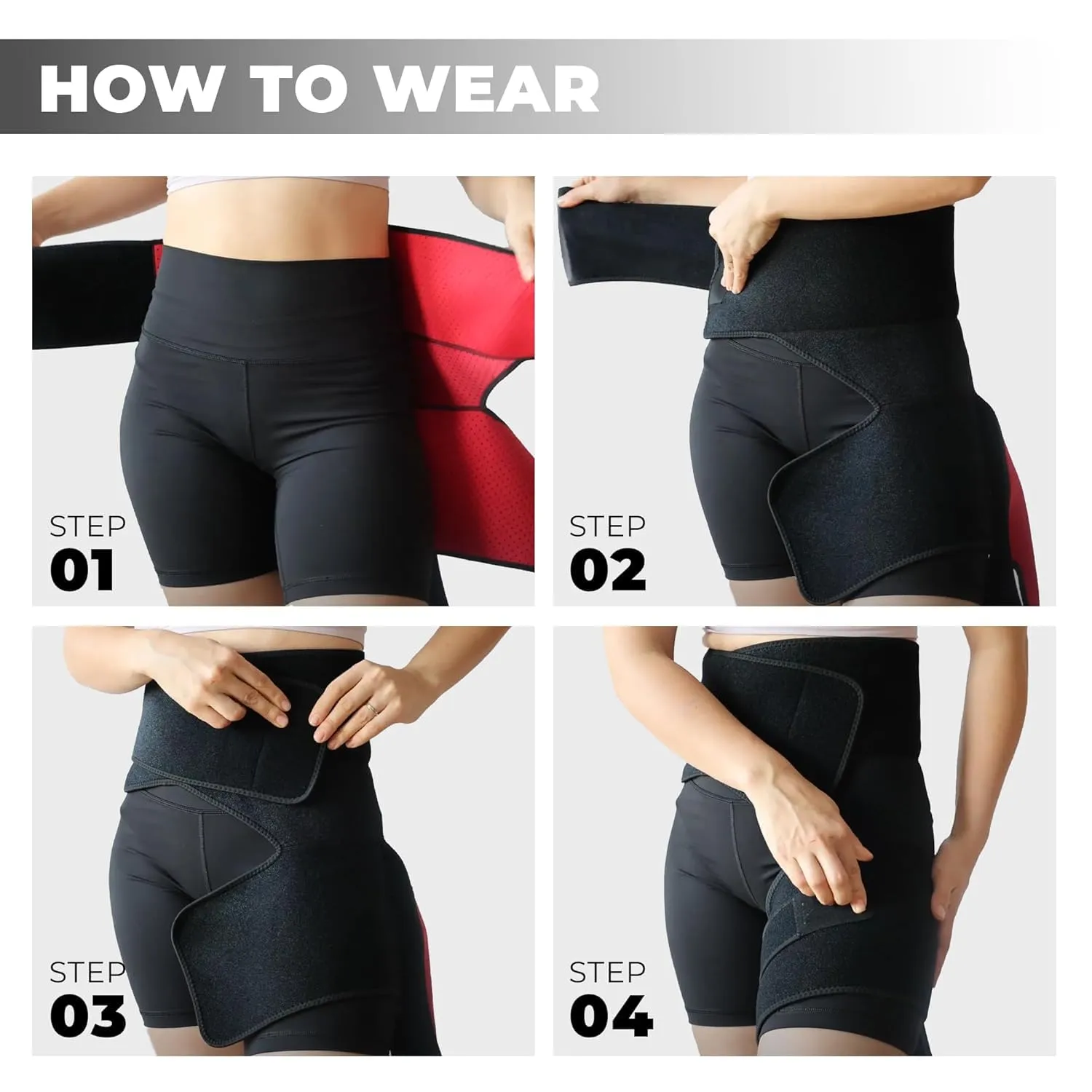 Ortho-Wrap Hip Brace for Sciatica Pain Relief - Unisex Support Brace with Breathable Material, Anti-Slip Design, and Universal Fit - Comfortable Hip Support for Right Leg - Medium