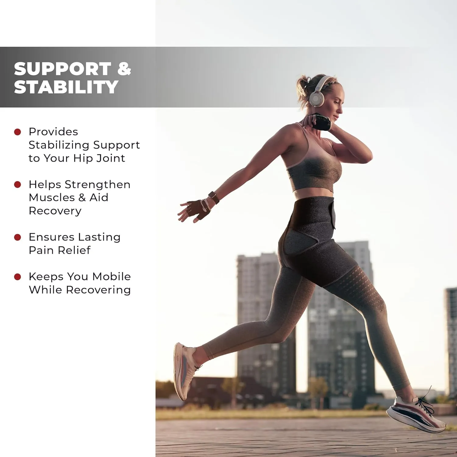Ortho-Wrap Hip Brace for Sciatica Pain Relief - Unisex Support Brace with Breathable Material, Anti-Slip Design, and Universal Fit - Comfortable Hip Support for Right Leg - Medium