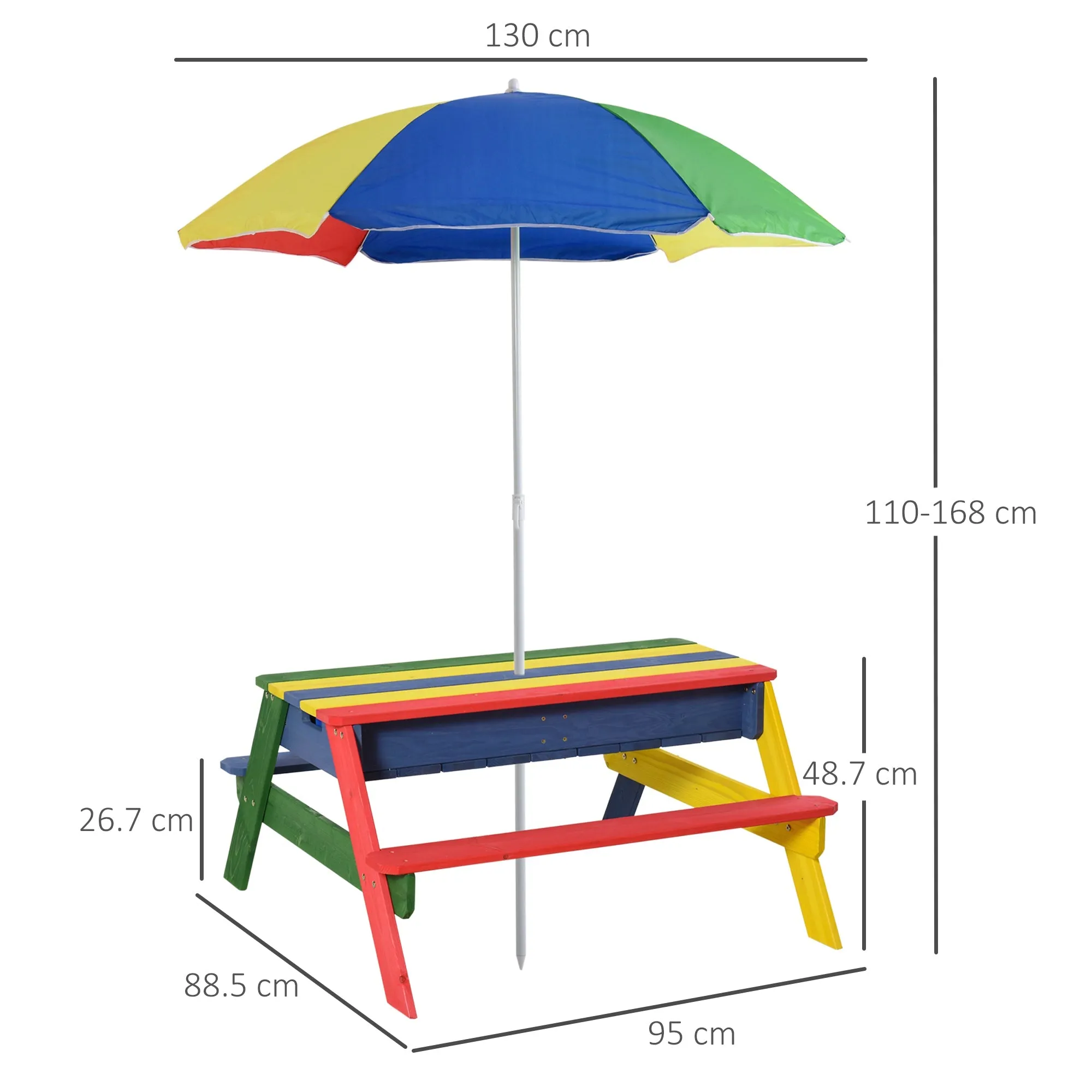 Outsunny Kids Picnic Bench - Multi-coloured