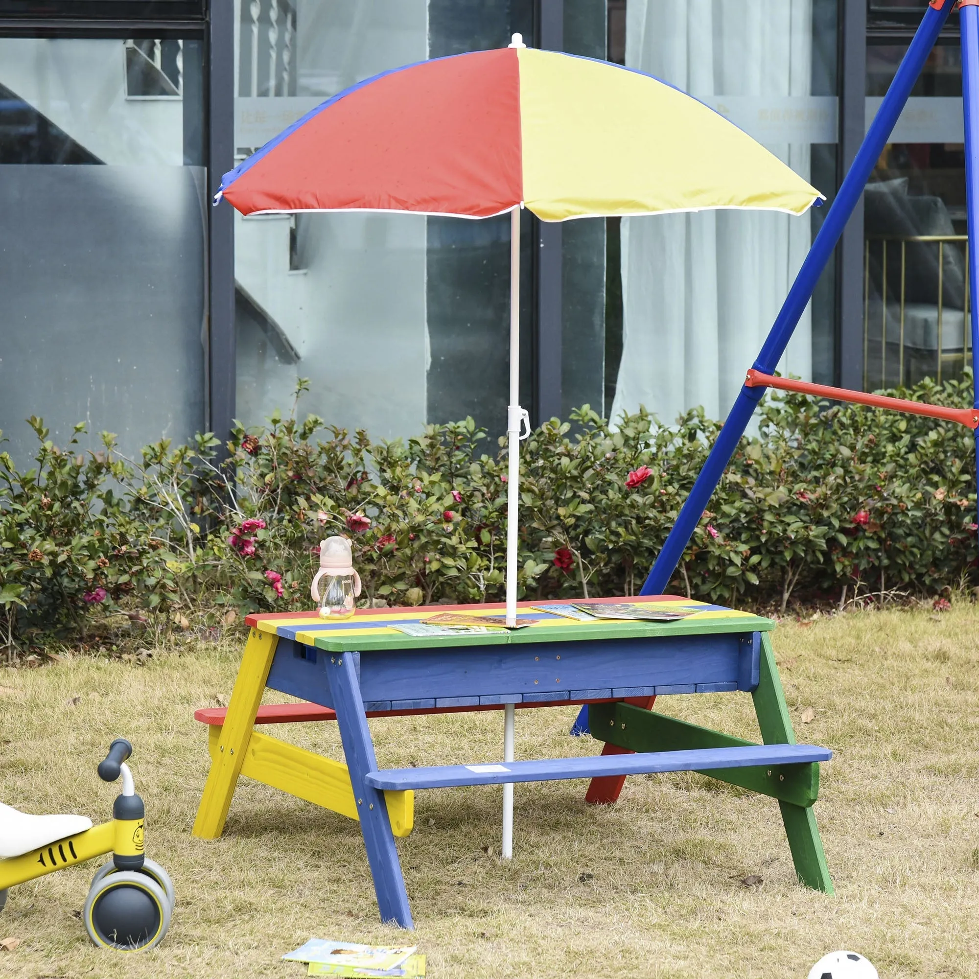 Outsunny Kids Picnic Bench - Multi-coloured