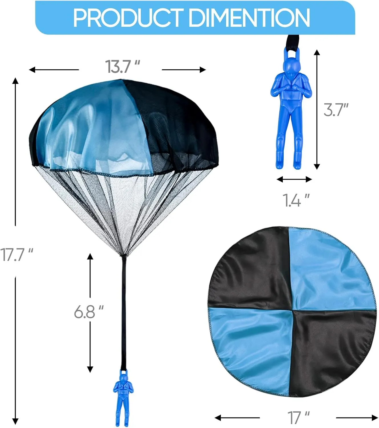 Parachute Toy for Kids, Outdoor Toys Flying Parachute Men, Inside & Outside Toys for or 3 4 5 6 7 8 9 10 11 12 Year Old, Birthday Gift for Boy Girl 4-8 Year Old, Unique Boys Party Favors