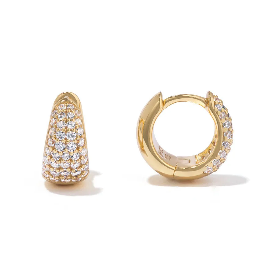 Pave 14K Gold Vermeil 7mm Huggie Earrings