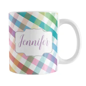 Personalized Rainbow Gingham Mug