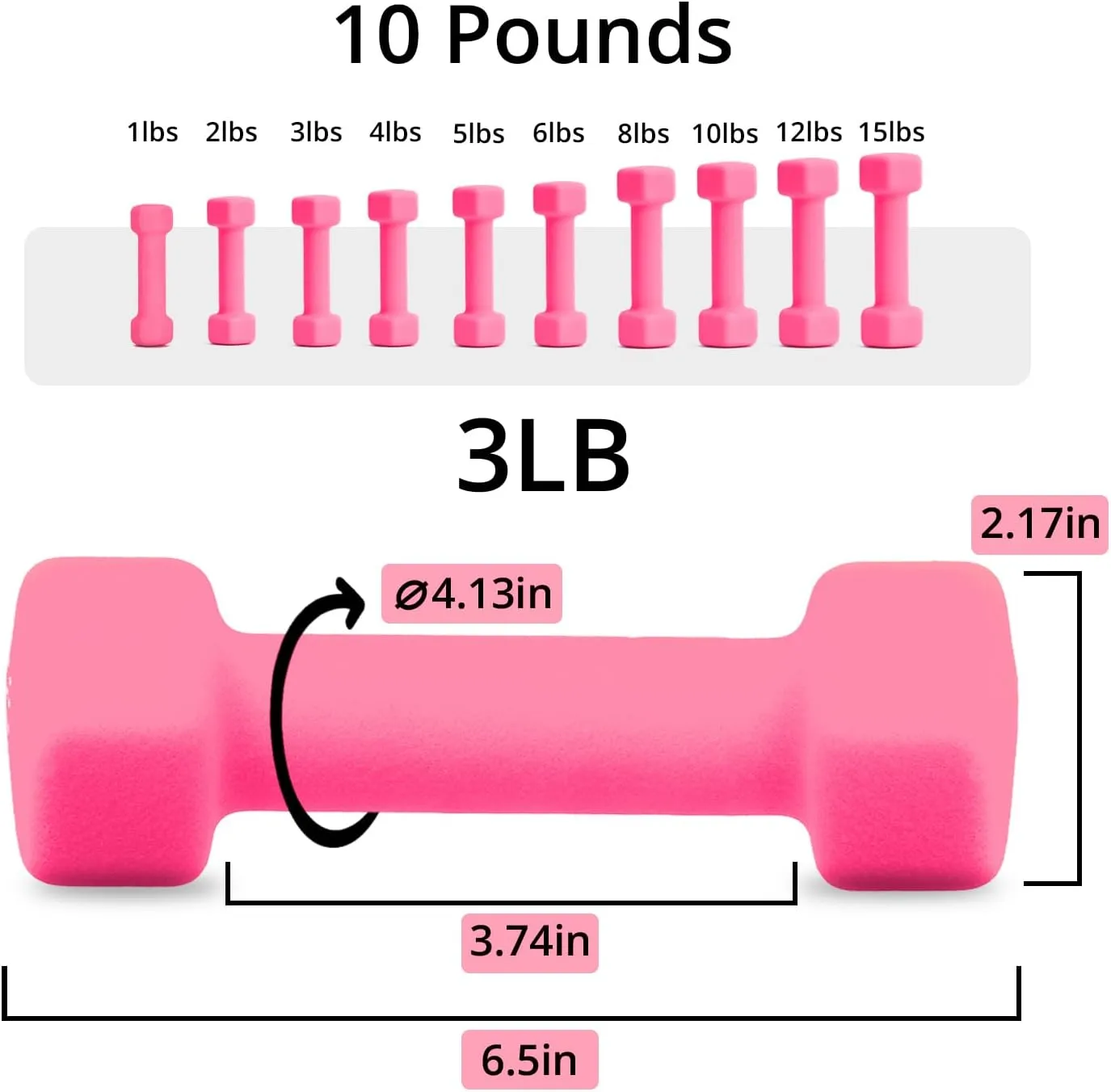 Portzon Weights Dumbbells with Neoprene CoatingSingle, 1LB-3LB Anti-Roll, Anti-Slip, Hexagonal Home Fitness Equipment for Shoulder, Neck, and Hand Training for Seniors over 55 old