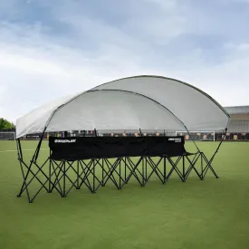QUICKPLAY PRO Portable Folding Soccer Team Bench with Canopy Shelter | Heavy-Duty, Fast Set-Up Weatherproof Sideline Seating | 4, 6, and 9 Seat Options for Sports, Camping & Outdoor Activities
