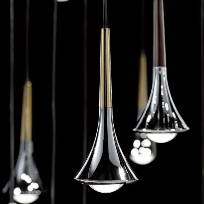Rain 7 Light Cluster In 6 Metal Finishes