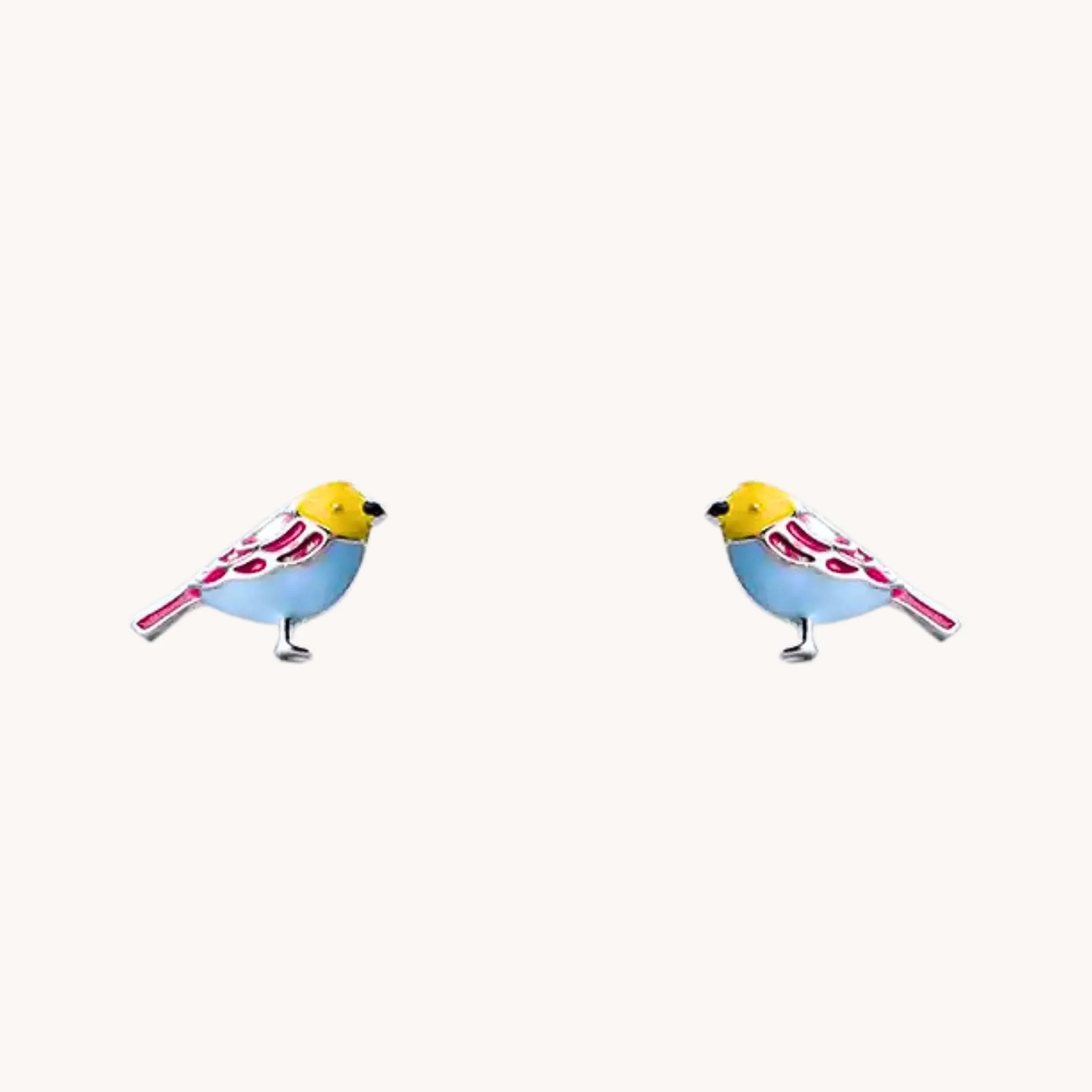 Rainbow Bird Stud Earrings