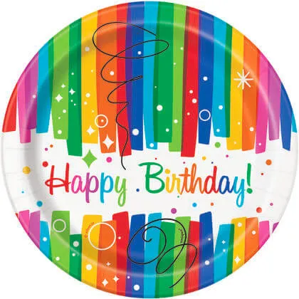 Rainbow Birthday - 7" Paper Dessert Plates (8ct)