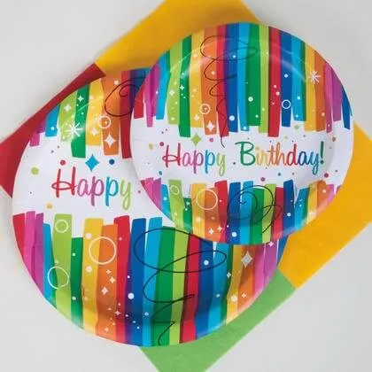 Rainbow Birthday - 7" Paper Dessert Plates (8ct)