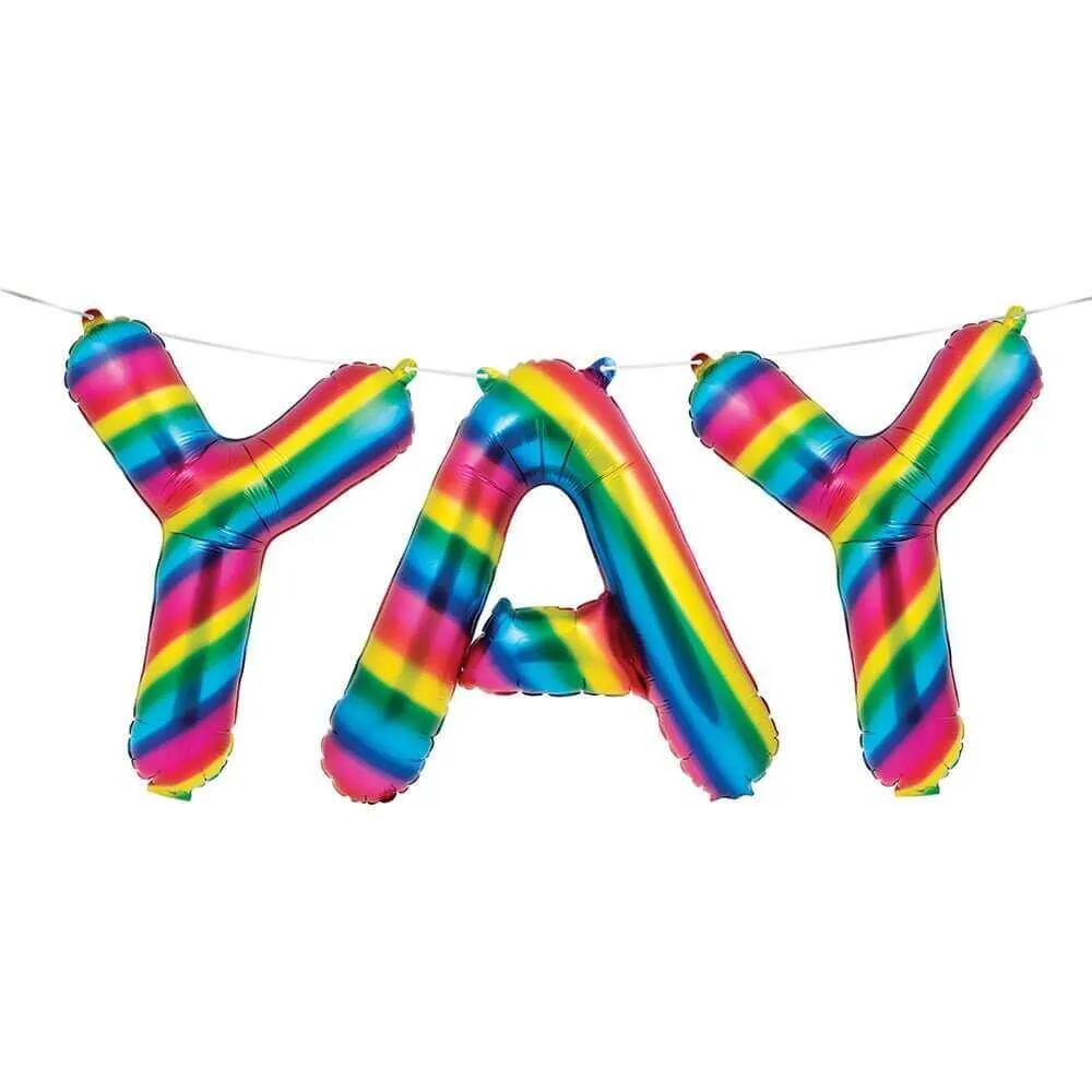Rainbow Foil Balloon YAY Banner