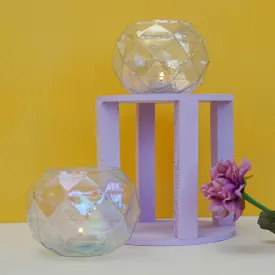 Rainbow Glass Candle Holder | Votive Cum Vase | 4.5 inches | Set of 2