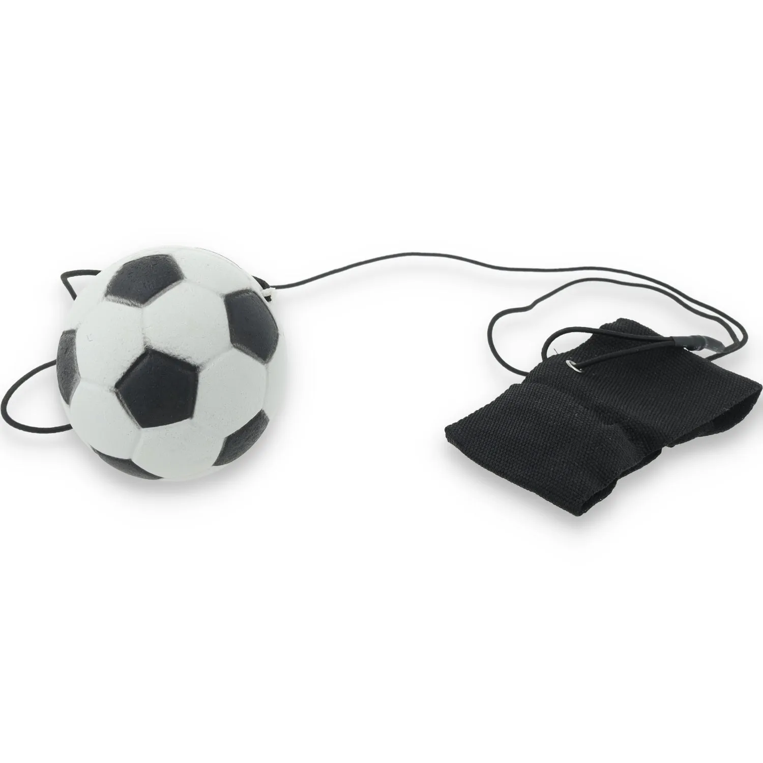 Return Rubber Soccer Ball on Nylon String with Wrist Band - Black/White