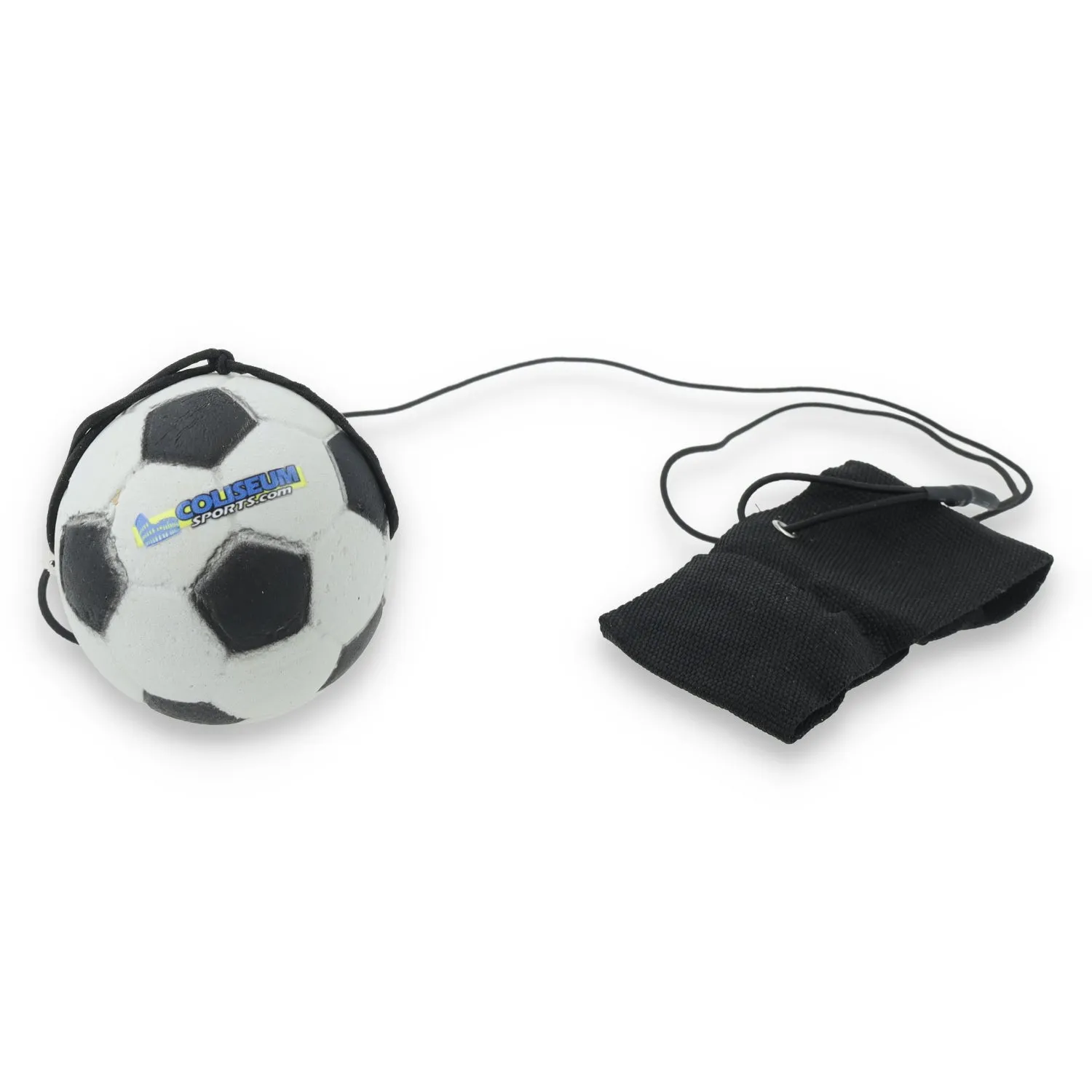 Return Rubber Soccer Ball on Nylon String with Wrist Band - Black/White