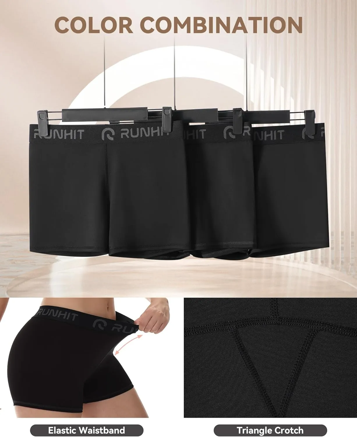Runhit 3" Volleyball Shorts Womens 3 Pack Compression Shorts for Women Spandex Shorts Women Workout Athletic Yoga Gym