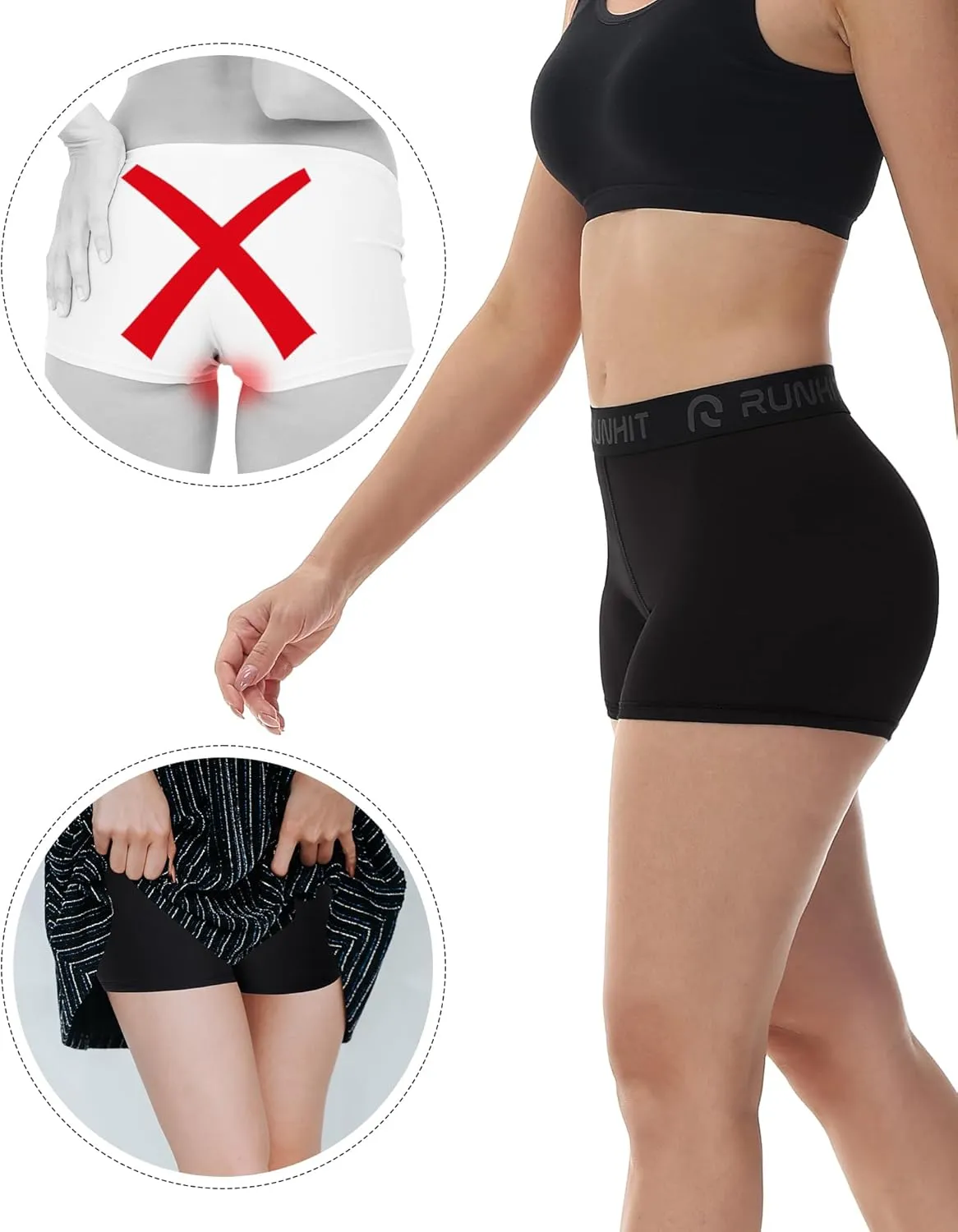 Runhit 3" Volleyball Shorts Womens 3 Pack Compression Shorts for Women Spandex Shorts Women Workout Athletic Yoga Gym
