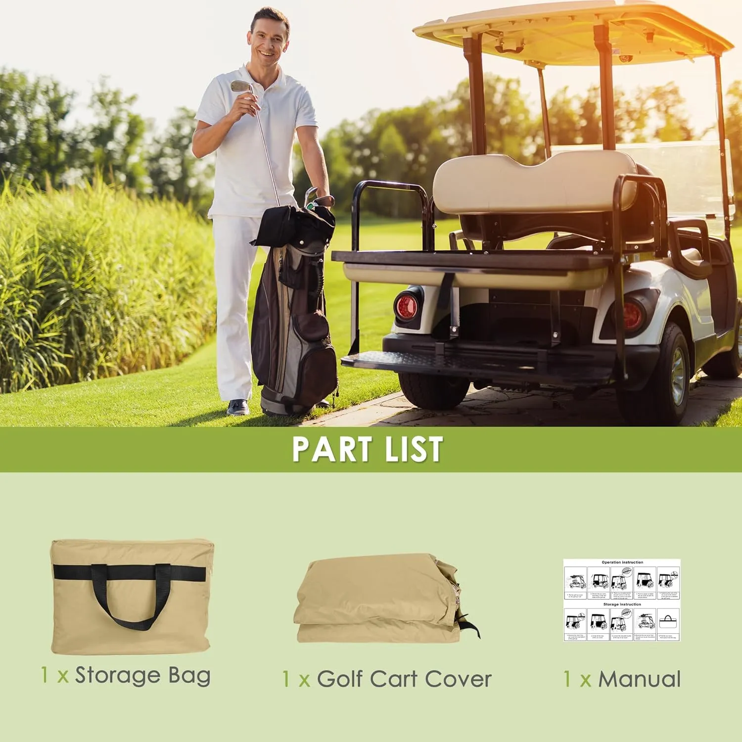 SHANTRA Golf Cart Enclosure, Golf Cart Cover for 2/4 Passengers with 4-Sided Transparent Windows, Portable & Universal Rain Cover with Carrying Bag - Waterproof