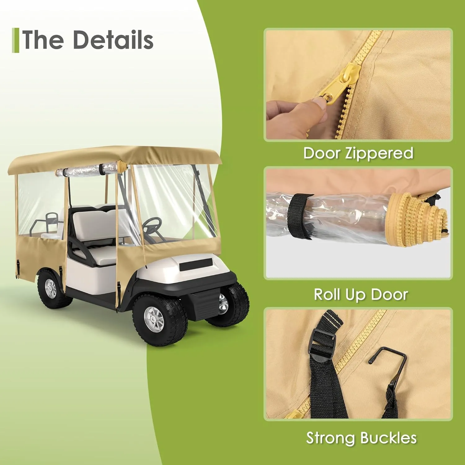 SHANTRA Golf Cart Enclosure, Golf Cart Cover for 2/4 Passengers with 4-Sided Transparent Windows, Portable & Universal Rain Cover with Carrying Bag - Waterproof