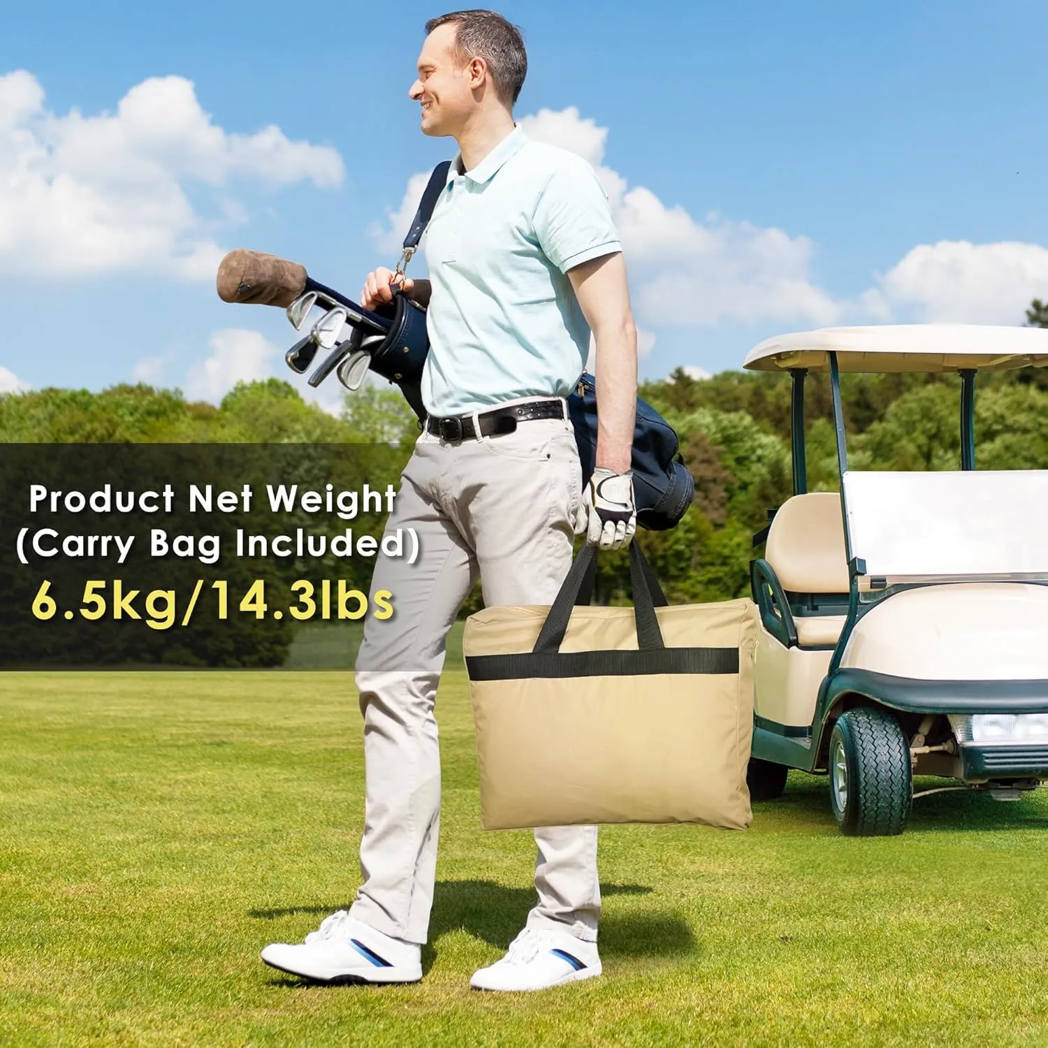 SHANTRA Golf Cart Enclosure, Golf Cart Cover for 2/4 Passengers with 4-Sided Transparent Windows, Portable & Universal Rain Cover with Carrying Bag - Waterproof