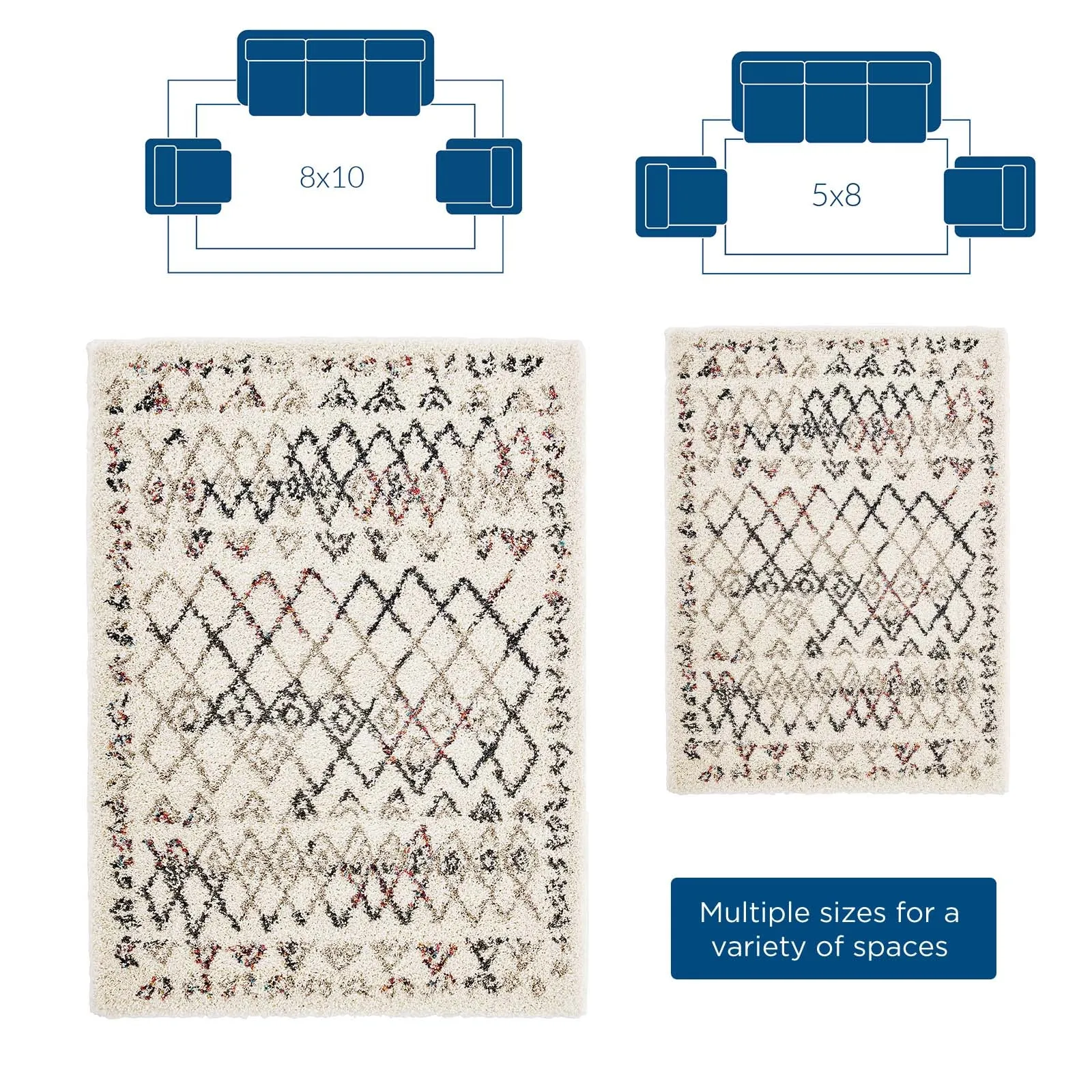 Skadi Rainbow DiamondShag Area Rug