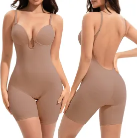 Slimers Backless Shapewear Tummy Control: Low Back Plunge Shapewear Bodysuit - Slimming Built-In Bra Full Body shaper Woman