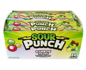 SOUR PUNCH Rainbow Straws Assorted Chewy Candy (2 oz., 24 pk.)