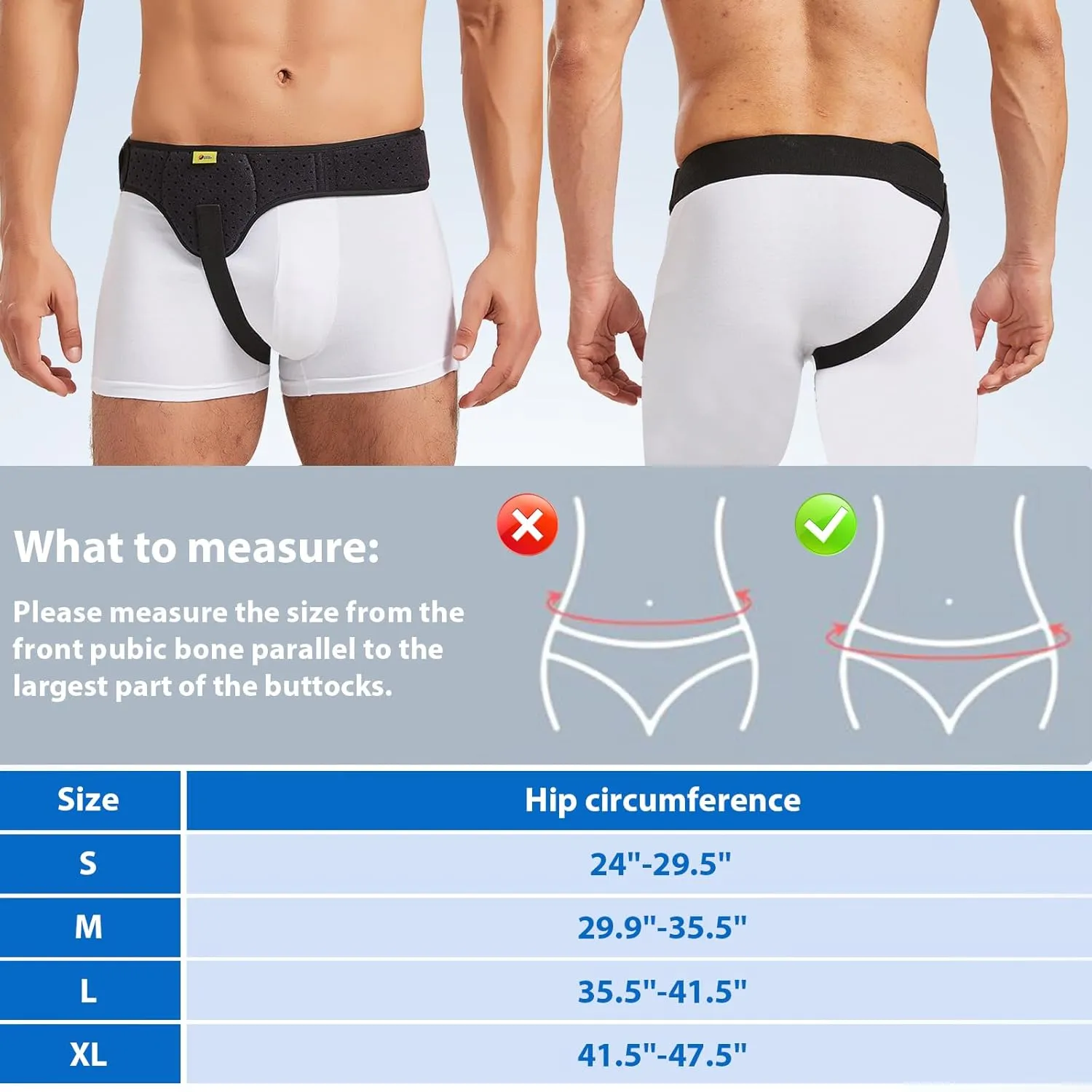 TENB Hernia Belt for Men Hernia Support Truss Inguinal or Sports Hernia, Adjustable Waist Strap with Removable Compression Pads Breathable Material (Black, Small)