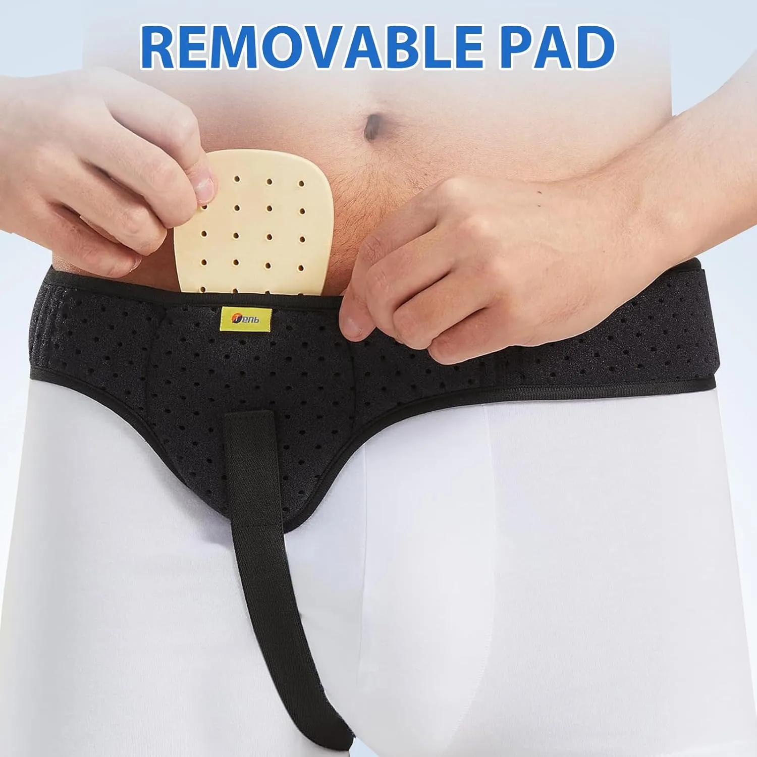 TENB Hernia Belt for Men Hernia Support Truss Inguinal or Sports Hernia, Adjustable Waist Strap with Removable Compression Pads Breathable Material (Black, Small)