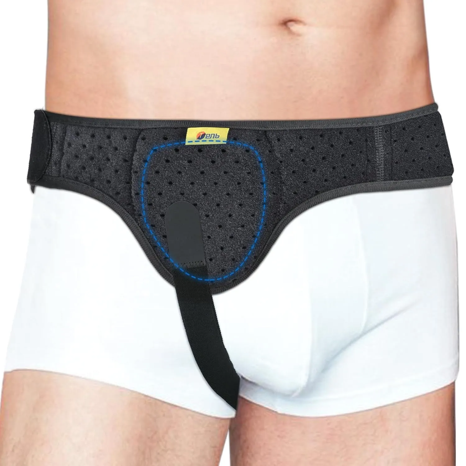 TENB Hernia Belt for Men Hernia Support Truss Inguinal or Sports Hernia, Adjustable Waist Strap with Removable Compression Pads Breathable Material (Black, Small)