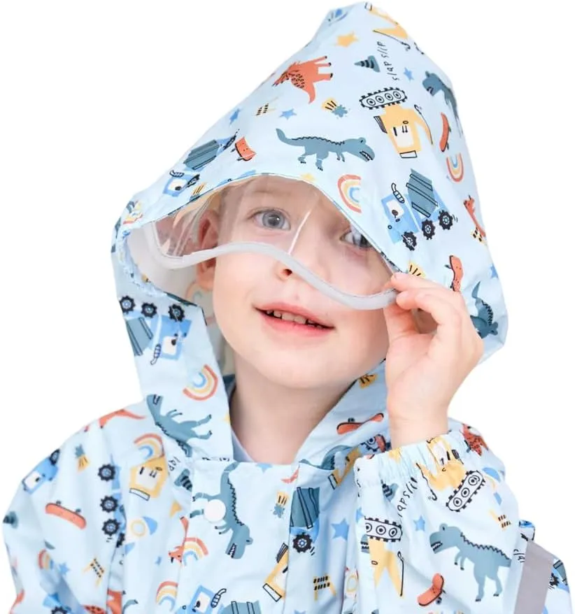 Toddler Kids Rain Suit with Hood - Waterproof Coverall One Piece for Kids (1-9 Years)