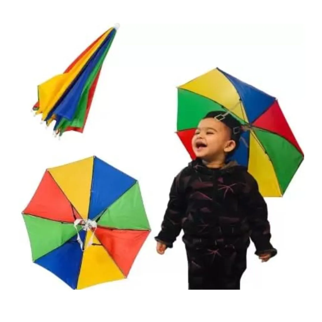 Umbrella Hands Free, Rainbow Colorful Hat Umbrella, Kids Umbrella  (Multicolor)