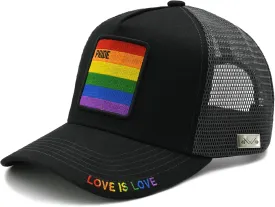 Unisex Pride Trucker Hat, LGBT Rainbow Stripes Embroidered Baseball Cap, Adjustable Snapback Mesh Hat for Men Women