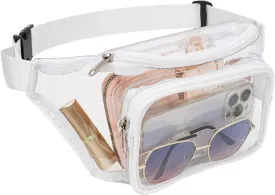 Veckle Clear Fanny Pack Stadium Approved - Adjustable Belt Bag for Women Men Fits Sport Events, Concerts, Transparent Waist Bag, White