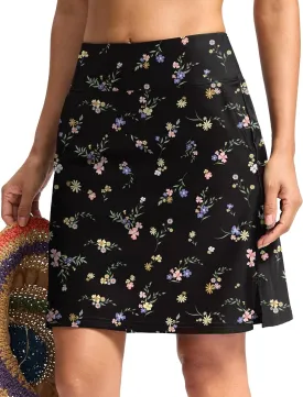 Viodia Women's 20" Long Swim Skirt Skort High Waisted Modest Bathing Suit Swimsuit Bottoms Beach Tankini Bikini with Skirt