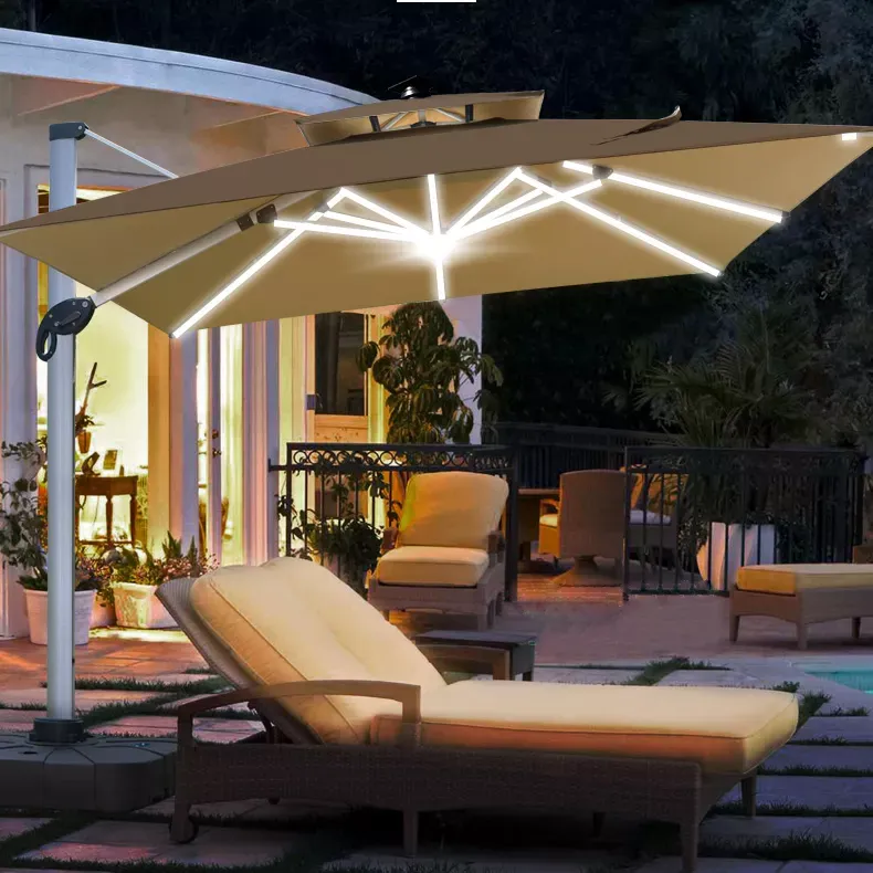 Windproof LED Adjustable Outdoor Umbrella