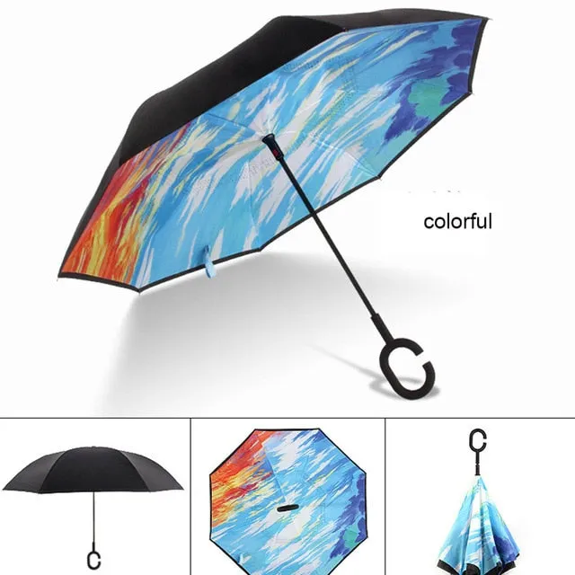 Windproof Reverse Folding Umbrella