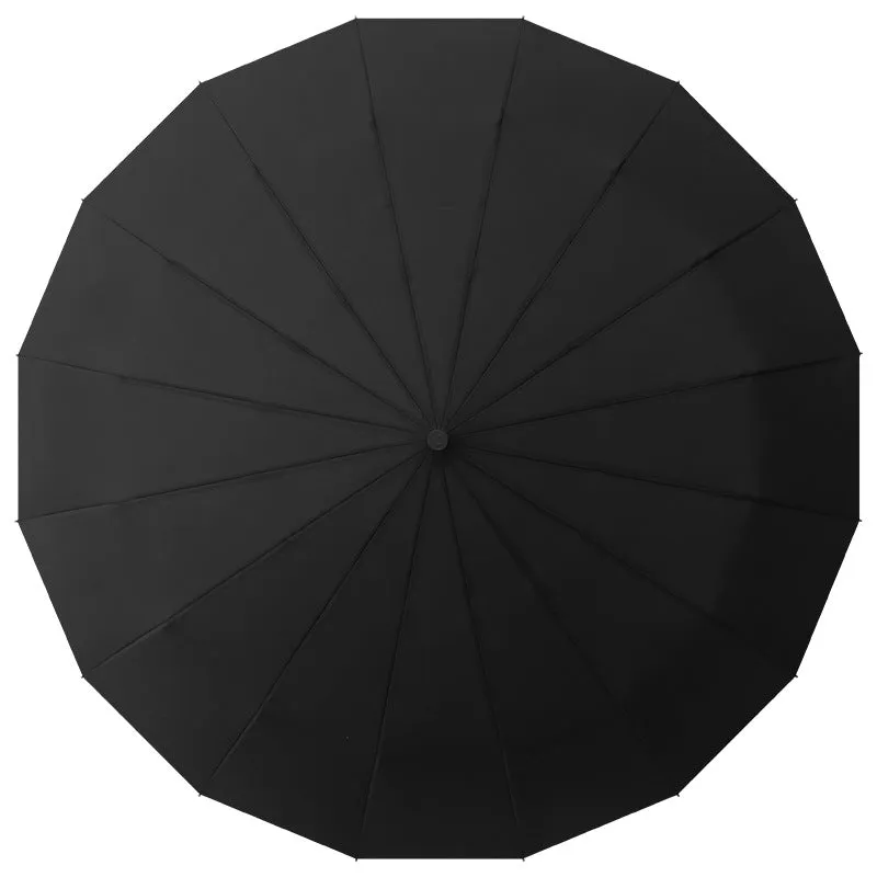 Wooden handle 16-bone fully automatic umbrella for men, foldable, shrinkable, extra large, reinforced, thickened, strong, wind-resistant and rain-resistant