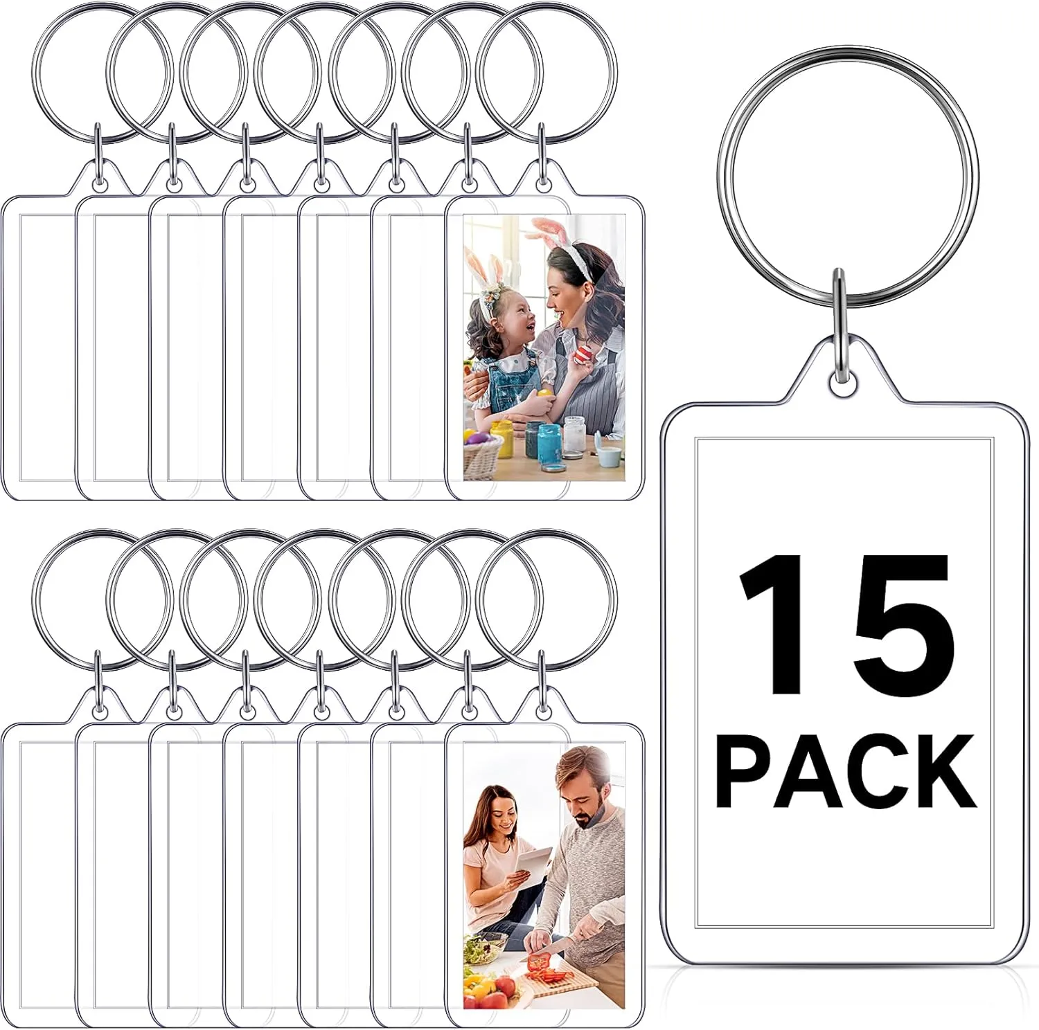 Yaomiao Acrylic Photo Frame Keychain Holder Photo Picture Insert Blank Keyring for DIY Craft