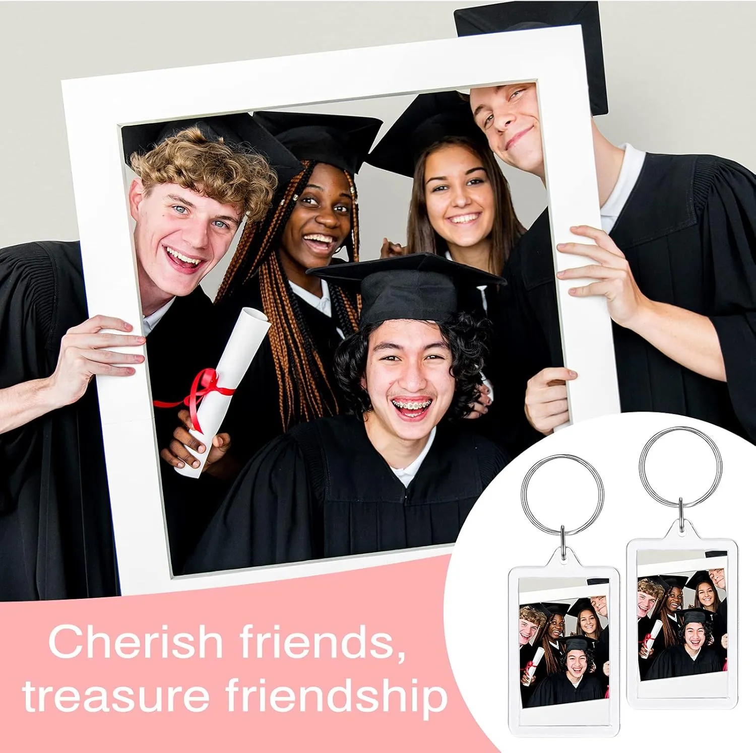 Yaomiao Acrylic Photo Frame Keychain Holder Photo Picture Insert Blank Keyring for DIY Craft