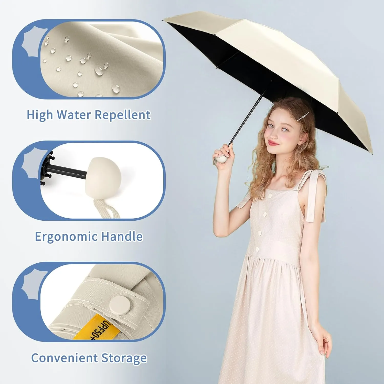 Yoobure Travel Umbrella Portable Compact Umbrellas, Pocket Mini for Purse, Umbrellas for UV Sun & Rain Small for Backpack, Umbrella with Case Folding for Kids Women