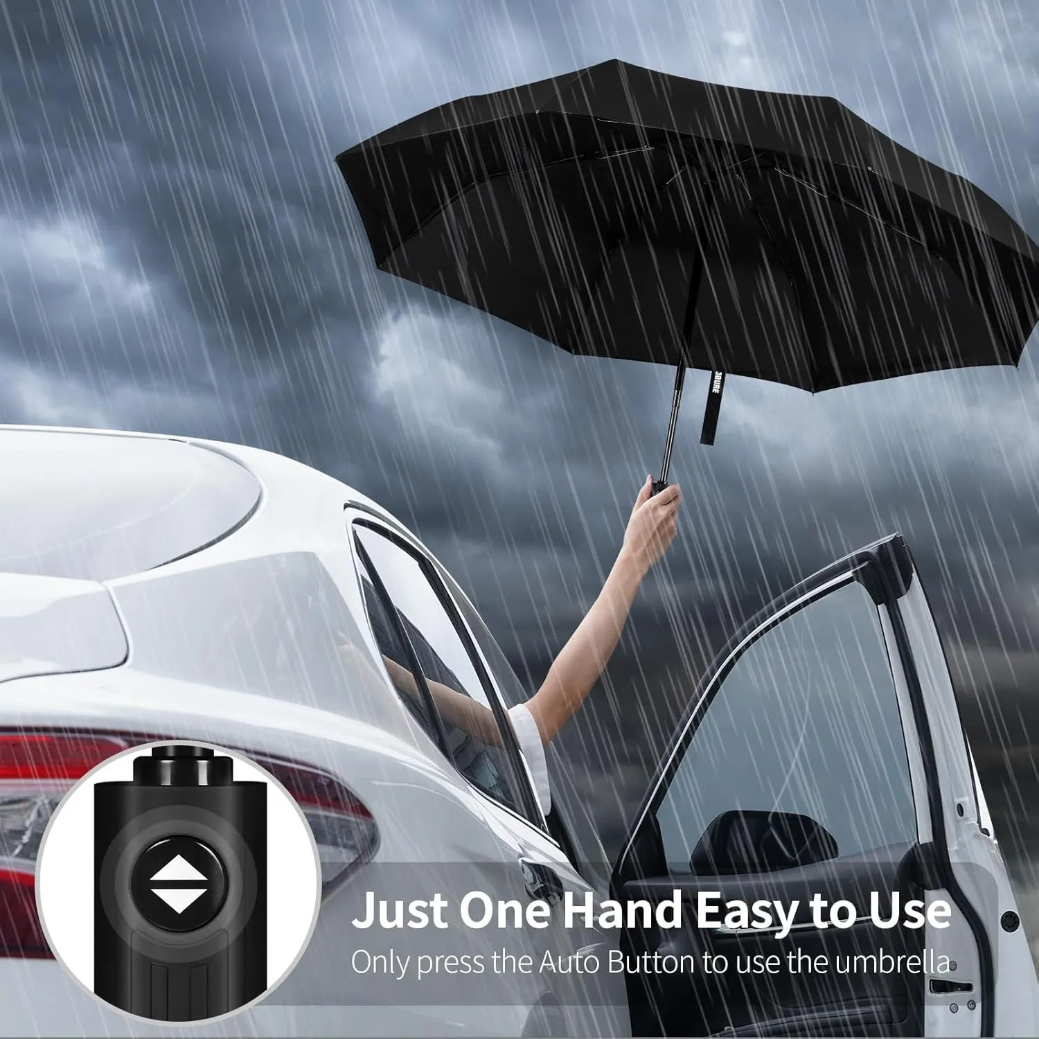 Yoobure Windproof Travel Umbrella, Automatic Umbrellas for Rain - Compact Folding Umbrella with UV Protection, Lightweight Portable Design for Backpack/Walking/Car, Sun & Storm Ready