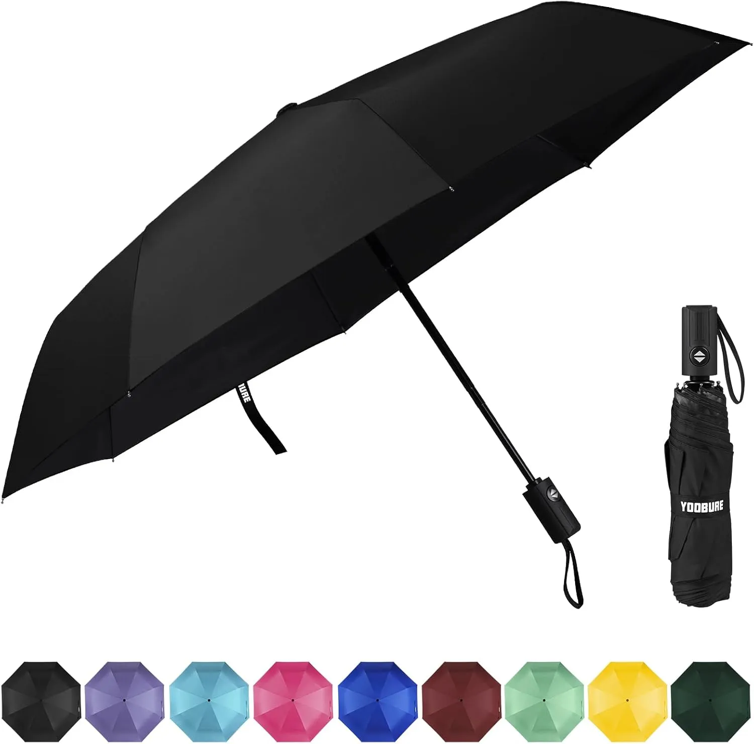 Yoobure Windproof Travel Umbrella, Automatic Umbrellas for Rain - Compact Folding Umbrella with UV Protection, Lightweight Portable Design for Backpack/Walking/Car, Sun & Storm Ready