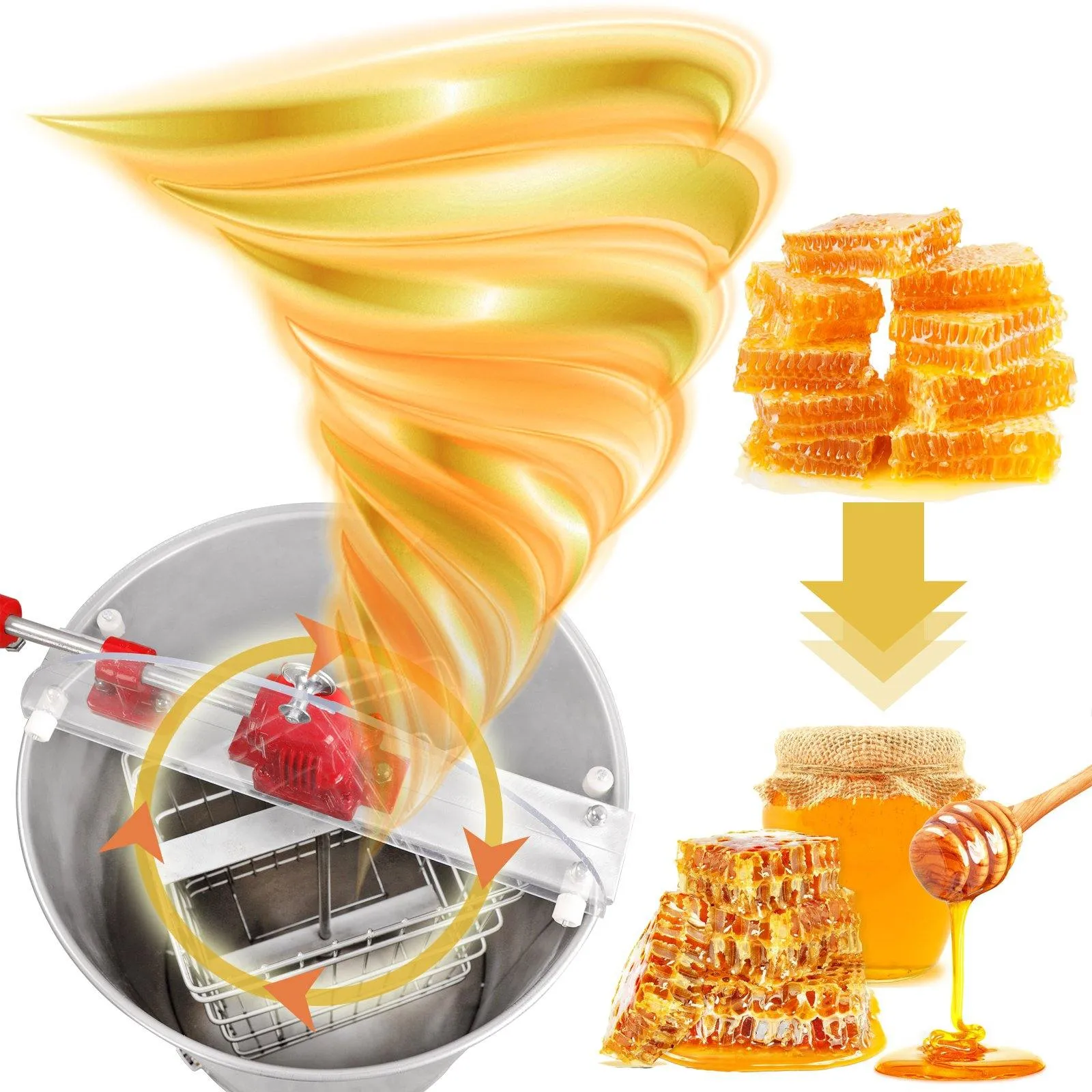 ZENY™ 2 Frame Stainless Steel Manual Crank Bee Honey Extractor Honeycomb Spinner