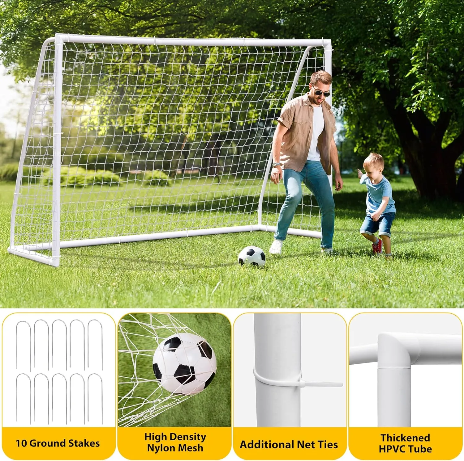 ZENY Portable Soccer Goal for Backyard,12x6 / 10x6.5 / 8x5 ft Kids Adults Soccer Net and Frame for Home Backyard Practice Training Goals, Soccer Training Equipment