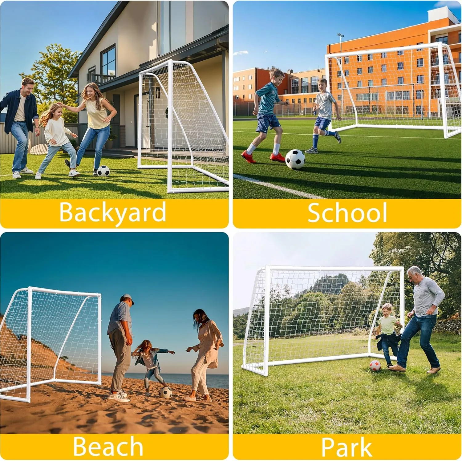 ZENY Portable Soccer Goal for Backyard,12x6 / 10x6.5 / 8x5 ft Kids Adults Soccer Net and Frame for Home Backyard Practice Training Goals, Soccer Training Equipment